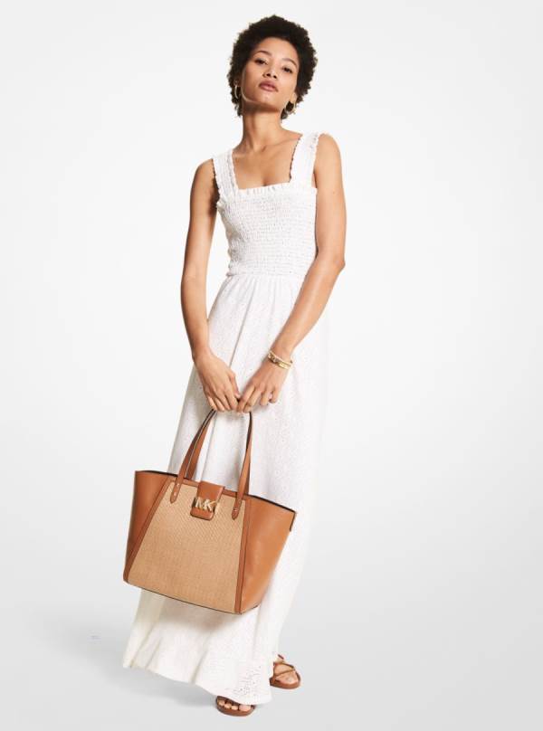 Damske Saty Michael Kors Paisley Eyelet Smocked Woven Biele - Oblecenie Michael Kors Nejlevnejsi | VQBXO-4720